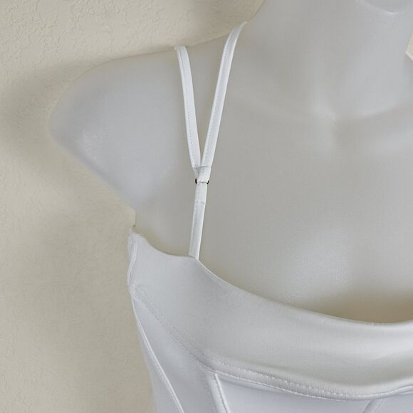 Princess Polly Zora Satin Corset Top Lace Up Size 4 Ivory Boned Club Party Small - Picture 3 of 11